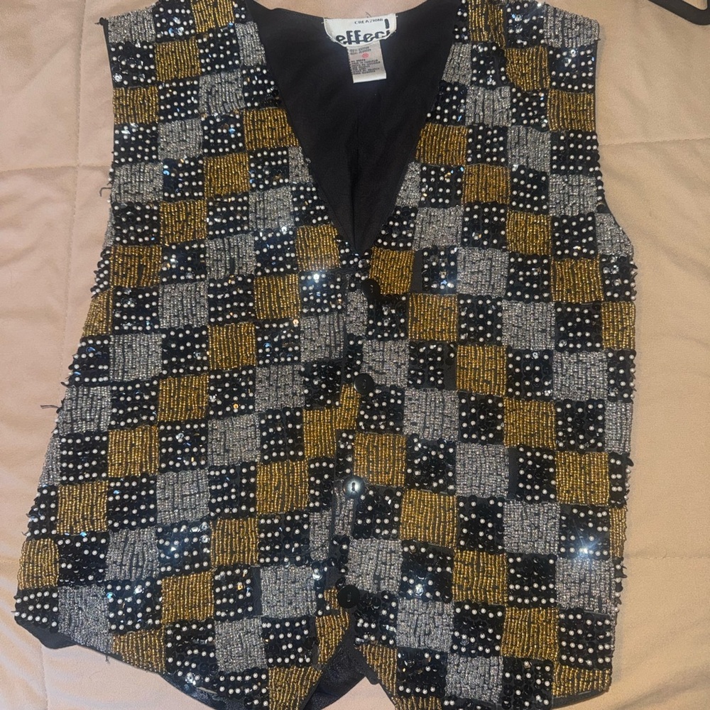 Effeci Sequin Checkered Vest - image 1